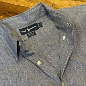 Ralph Lauren Yarmouth Men's Blue White Plaid Shirt 17 34/35